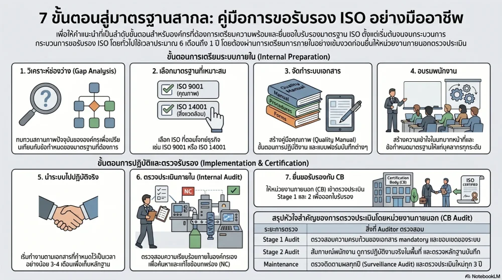 Infographic ขั้นตอนการขอ ISO 7 ขั้นตอน